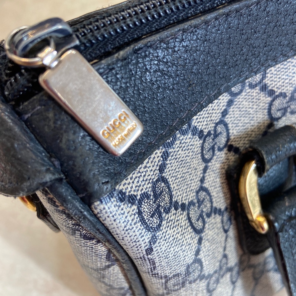 Vintage GUCCI Authentic Italy PURSE Navy Blue GG Monogram Boston Dr. Bag Speedy - Picture 3 of 13